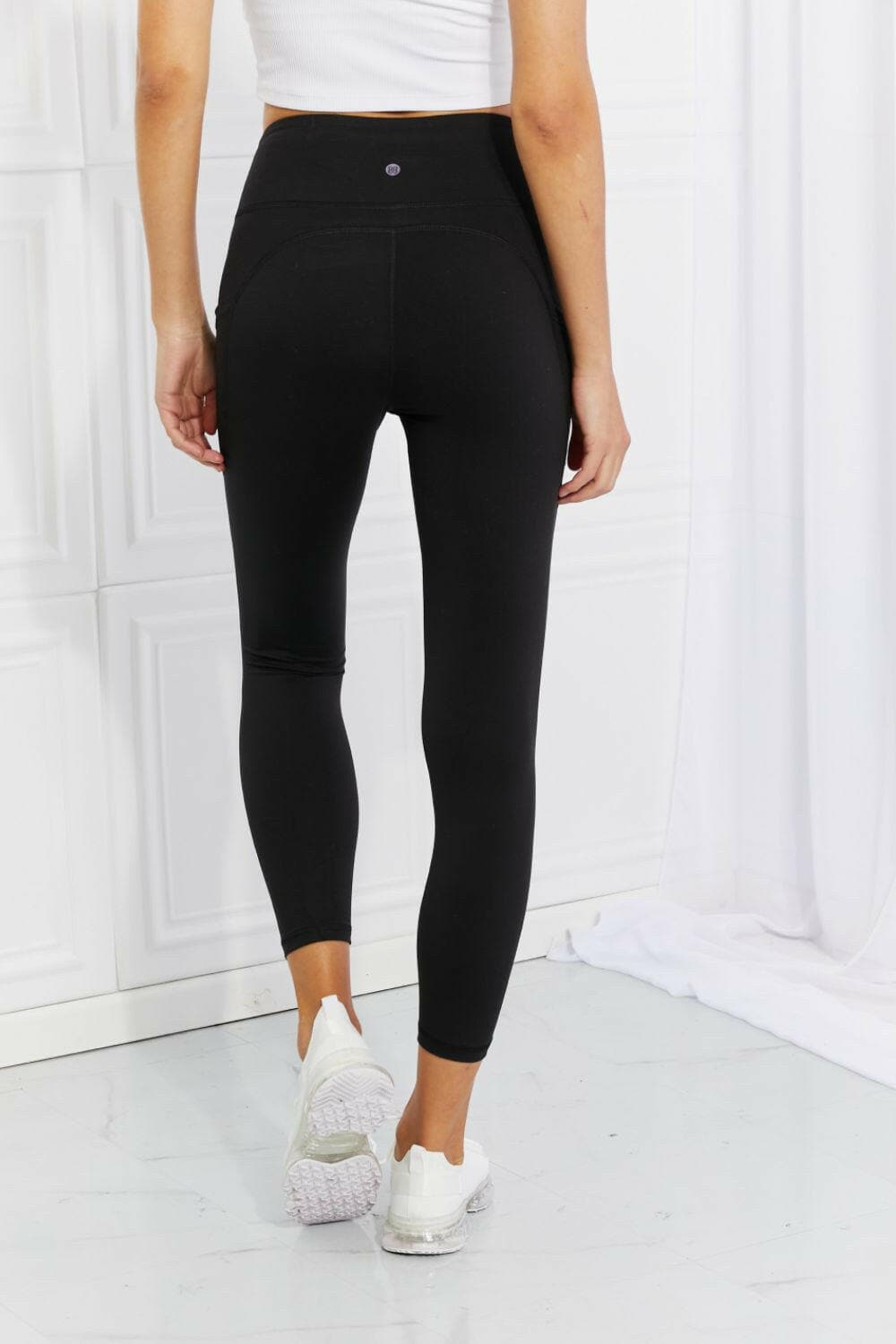 Leggings Depot Full Size Strengthen and Lengthen Reflective Dot Active Leggings.