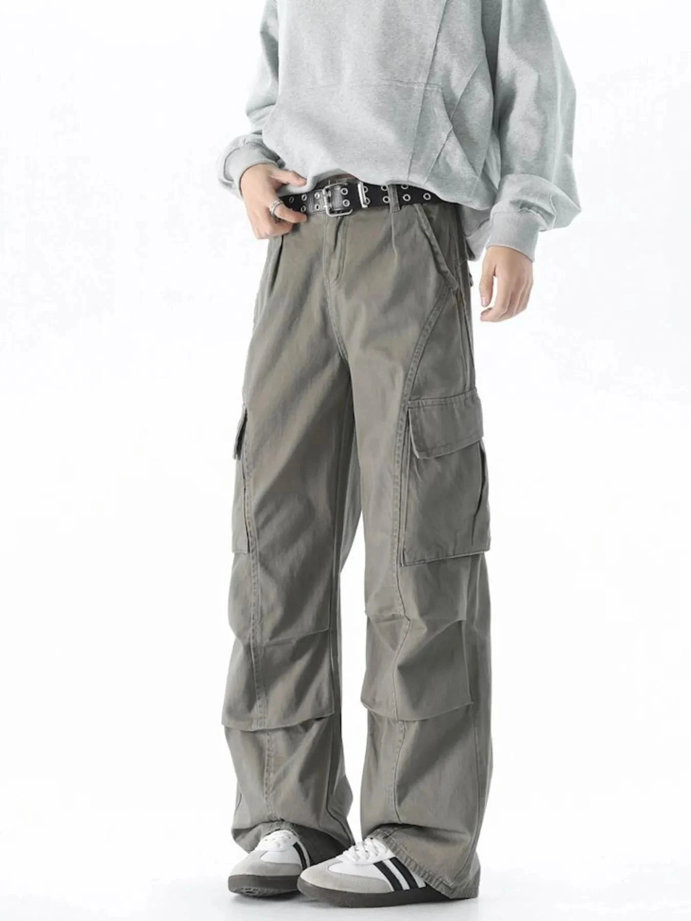 Men's Loose Fit Cargo Pants With Pockets Polyester Spandex Blend Simply Love