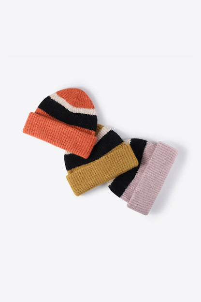 Tricolor Cuffed Knit Beanie.