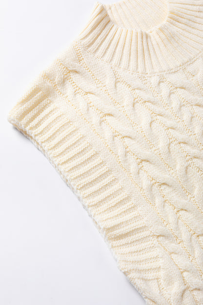 Oatmeal cable knit sleeveless high neck vest