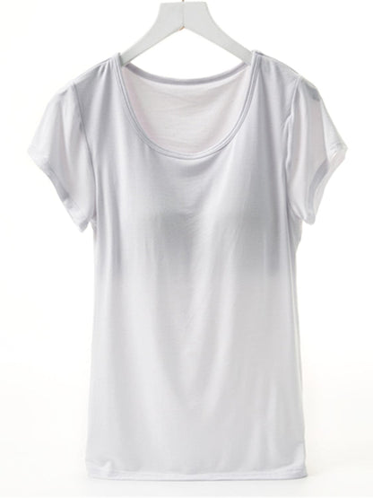 Round Neck Short Sleeve T-Shirt with Bra.