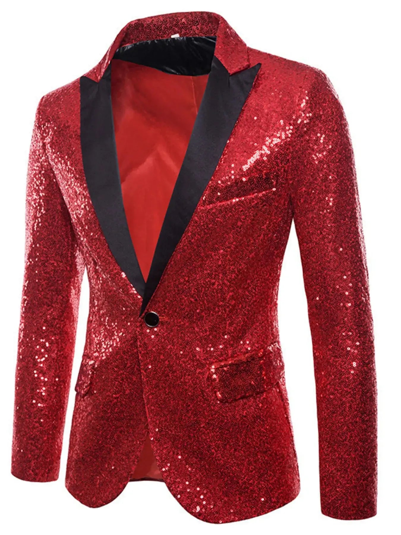 Men's Full Size Sequin One Button Blazer Plus Size Simply Love