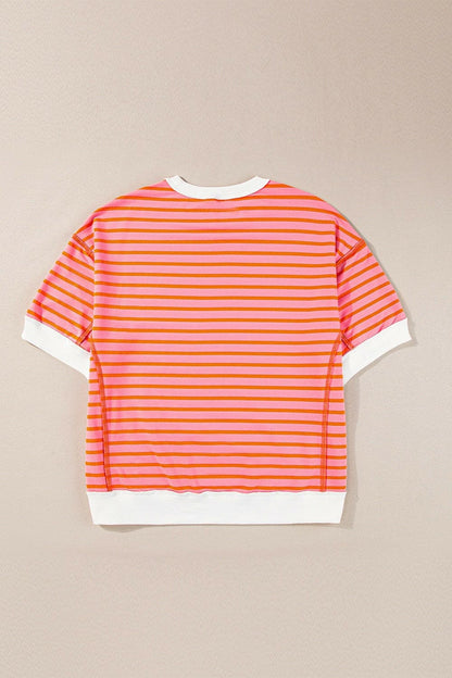 Striped Round Neck Half Sleeve T-Shirt.