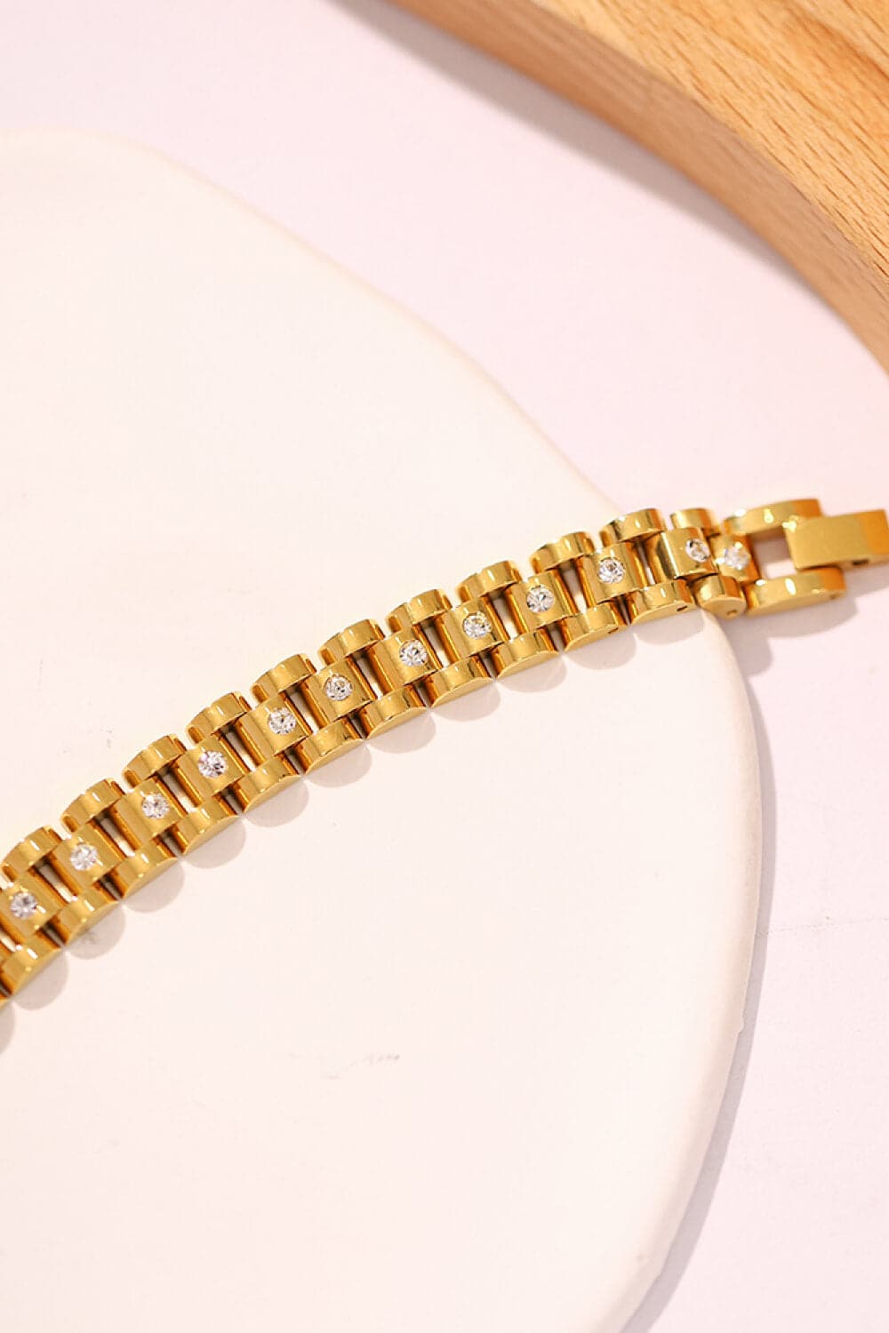 18K Gold-Plated Stainless Steel Zircon Bracelet.