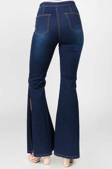 Chic side slit flare jeans for a modern look