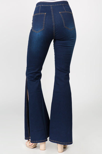 Chic side slit flare jeans for a modern look