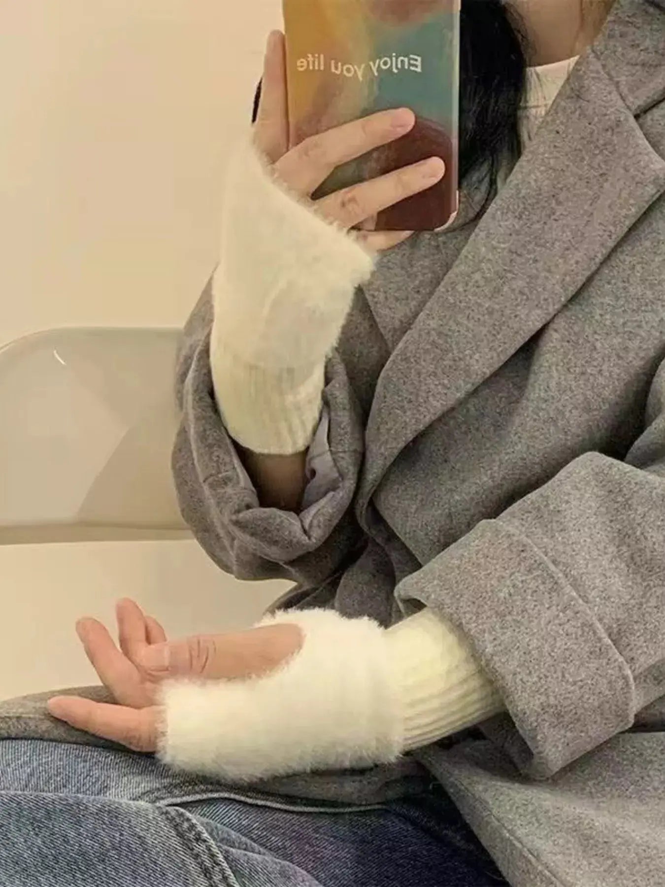 Fuzzy Cuff Fingerless Gloves Simply Love