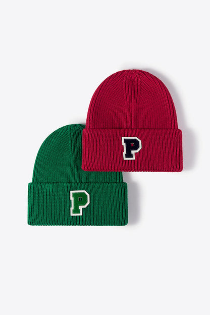 Letter Patch Cuffed Knit Beanie.