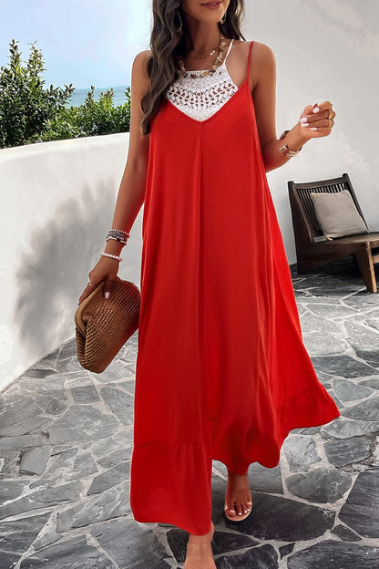 Backless Maxi Cami Dress with Pockets.