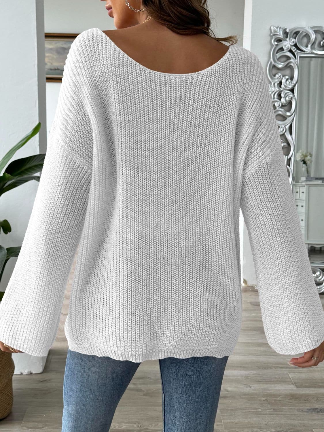 Cozy round neck long sleeve pullover sweater