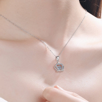 Moissanite Crown 925 Sterling Silver Necklace.