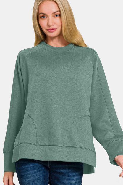 Zenana scuba side slit sweatshirt