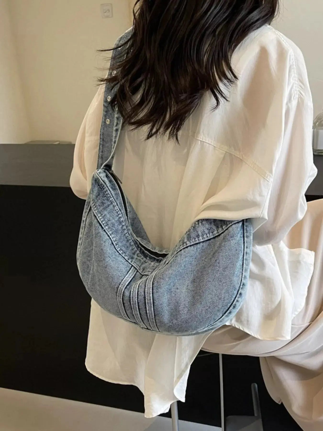 Denim Adjustable Strap Crossbody Bag Simply Love