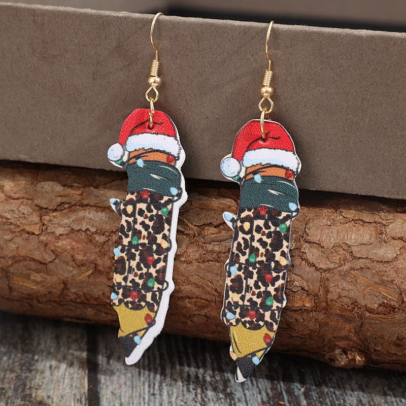 PU Leather Alloy Pencil Earrings.