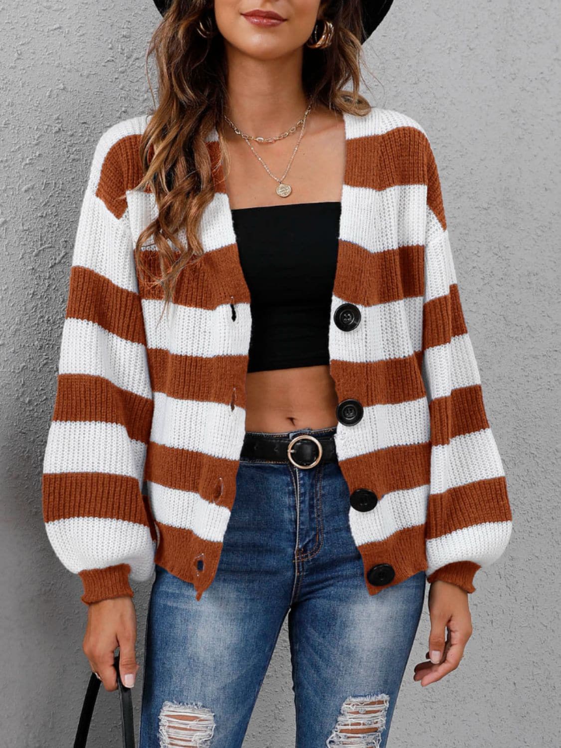 Chic Long Sleeve Striped Sweater