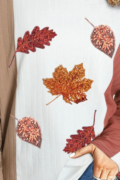 Sparkling maple leaf tee for women