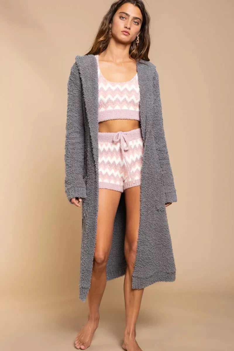 POL Berber fleece Tie Front Tunic Cardigan with Pockets Coco’s Tee Boutique