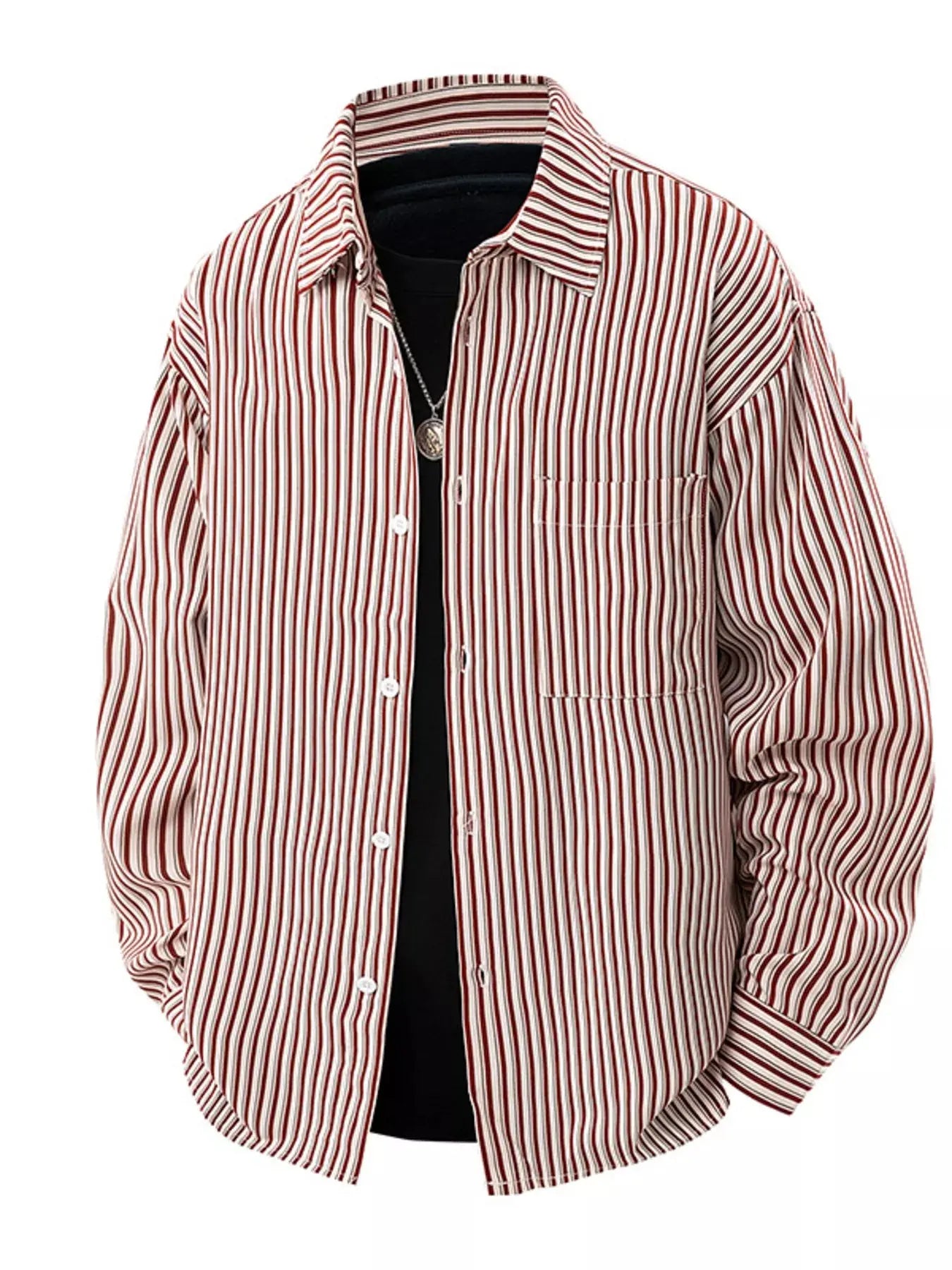 Men's Plus Size Striped Casual Long Sleeve Shirt Simply Love