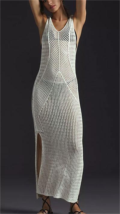 Vest-Style Knitted Dress Sexy Hollow Out Cutout Beach Dress Seaside Vacation Bikini Jacket Swimsuit Sun Protection Clothing Bella Mia