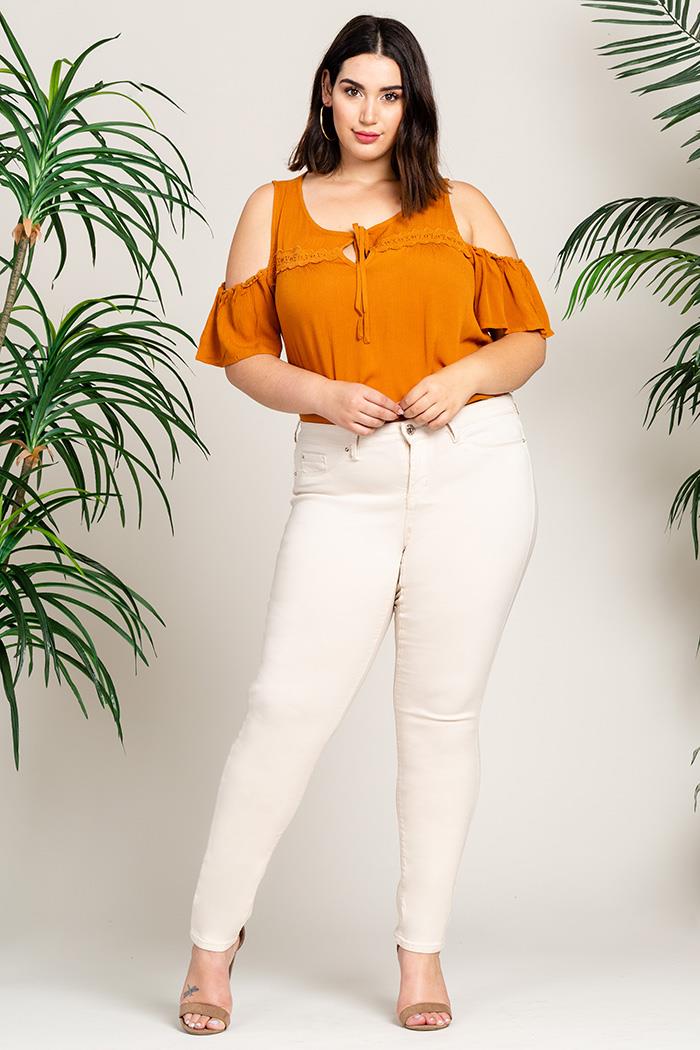 YMI JEANS Women's Plus Size Hyperstretch  Skinny Pants, Champagne - Main Product Image