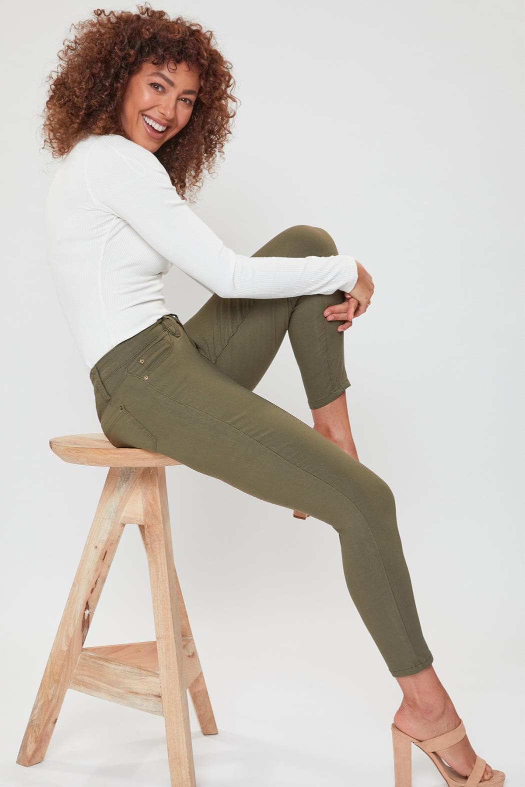 YMI JEANS Women's Petite Comfort Stretch Pants, Olive - Main Product Image
