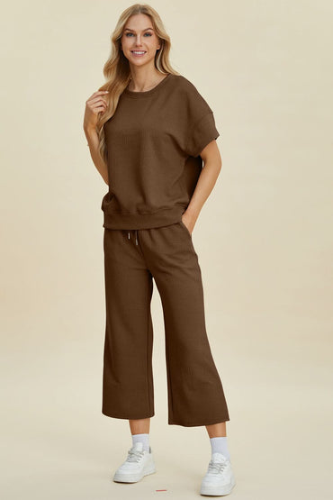 Double Take texture top and pants set