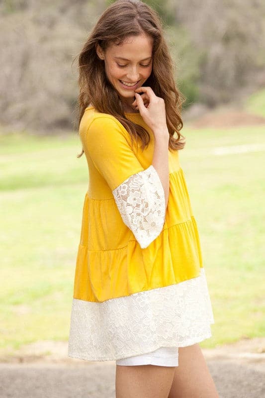 Lace Ruffle Sleeve Tiered Tunic.