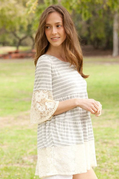 Lace Ruffle Sleeve Tiered Tunic.