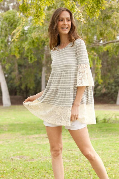 Lace Ruffle Sleeve Tiered Tunic.