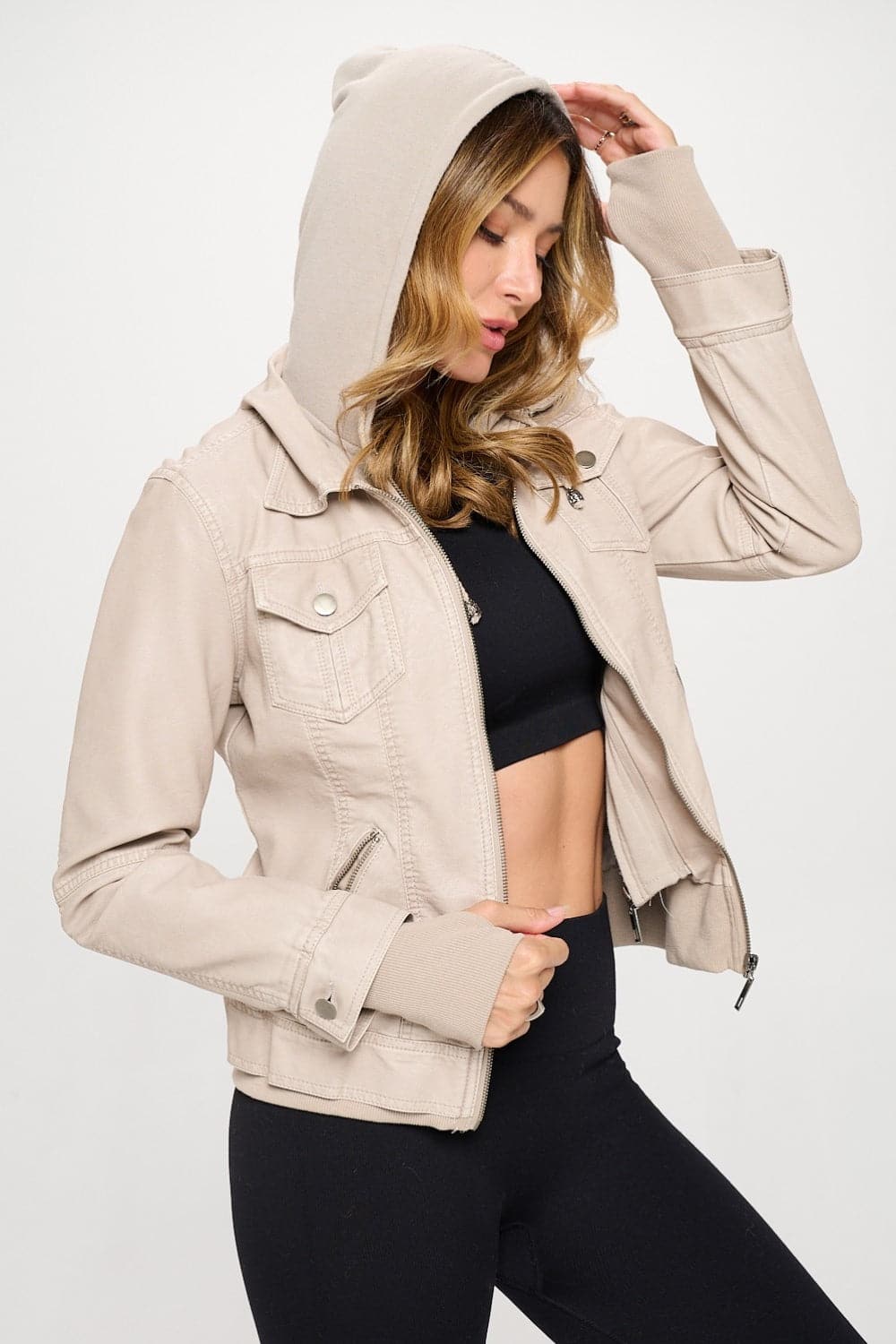 Stylish double zip hooded jacket