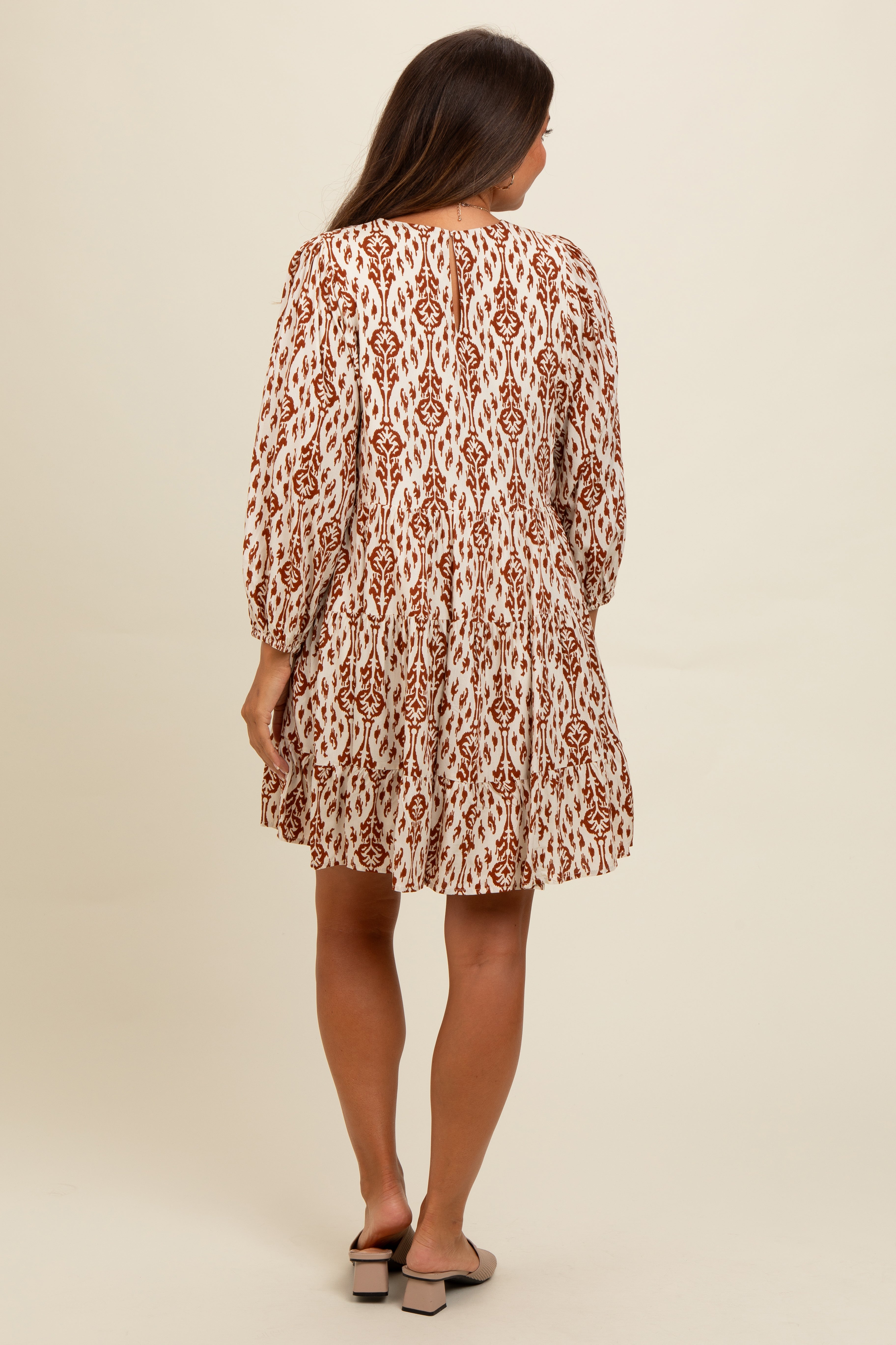 Cream Printed Maternity Mini Dress PinkBlush