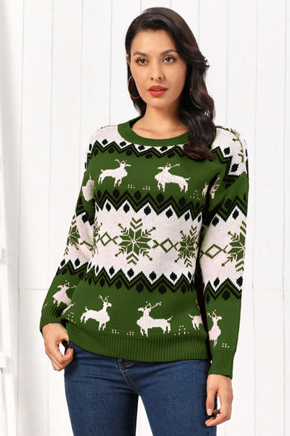 Reindeer Round Neck Sweater.