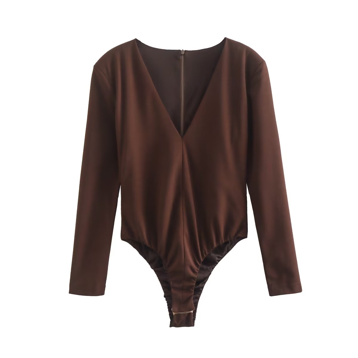 Women Clothing Sexy Four Color Deep V Plunge neck Padded Shoulder Close Fitting Inner Bodysuit Bella Mia