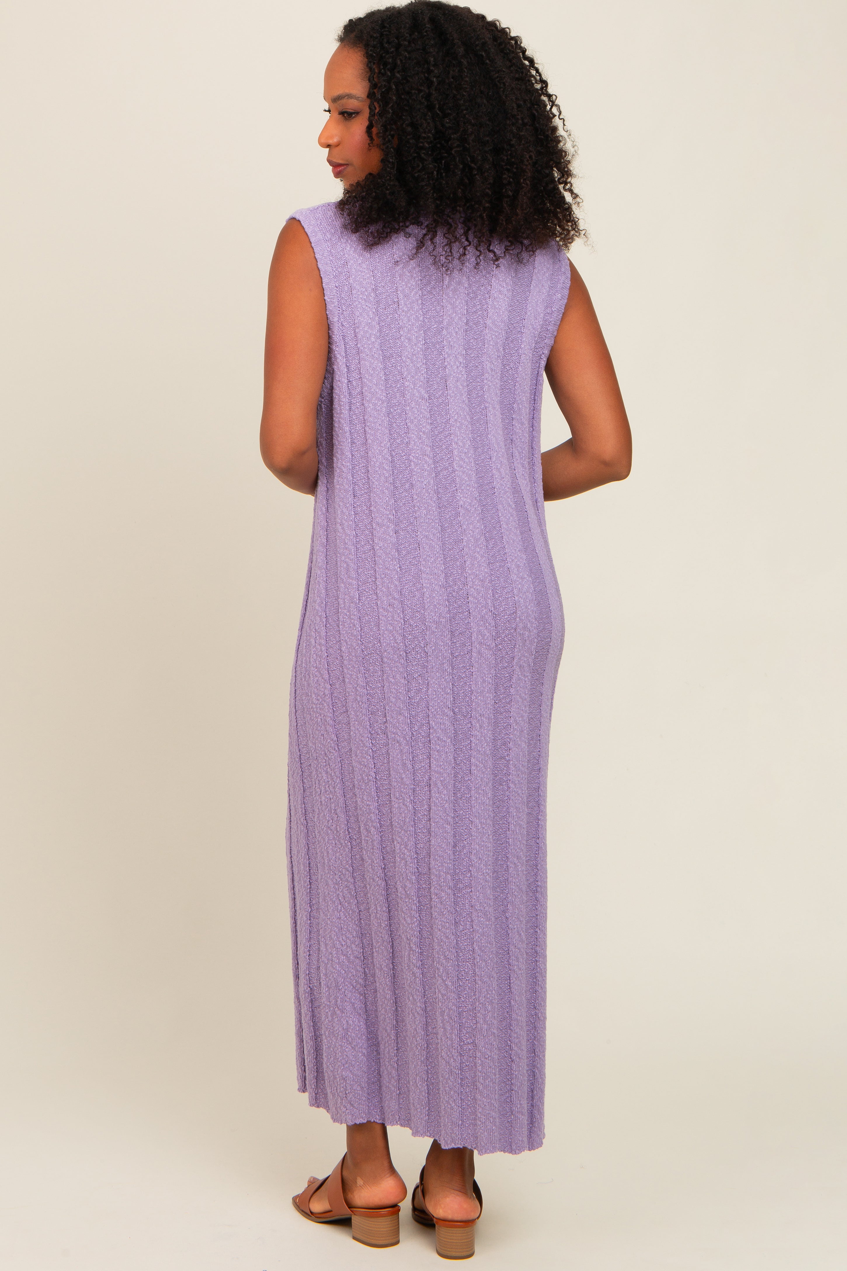 Lavender Ribbed Knit Sleeveless Dress PinkBlush