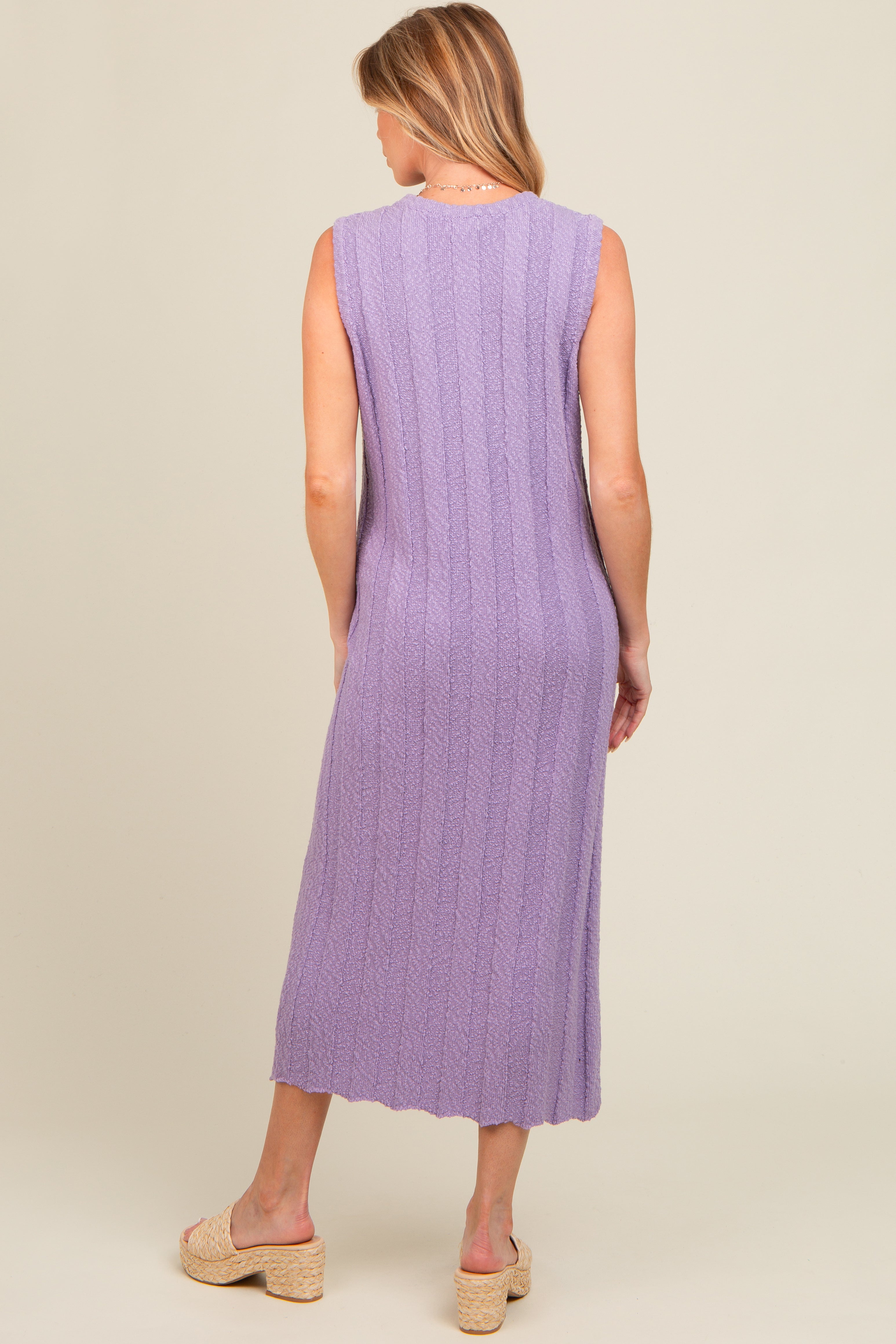 Lavender Ribbed Knit Sleeveless Maternity Dress PinkBlush