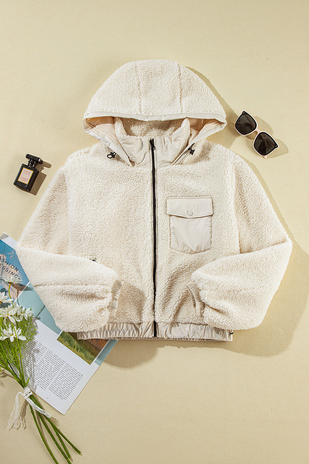 Cozy Jet Stream Sherpa hoodie with pockets