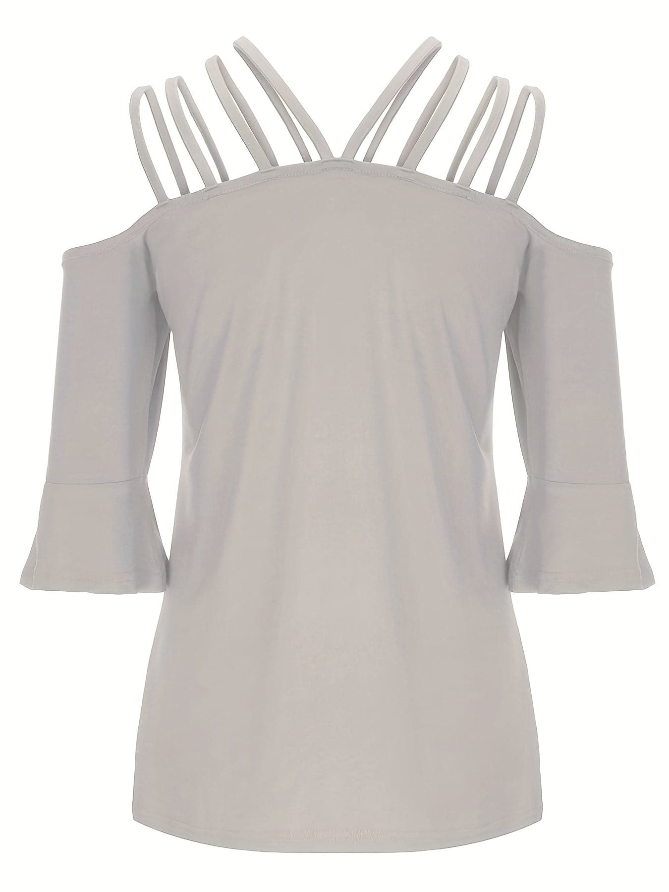 Full Size Cold Shoulder Three-Quarter Sleeve Blouse.