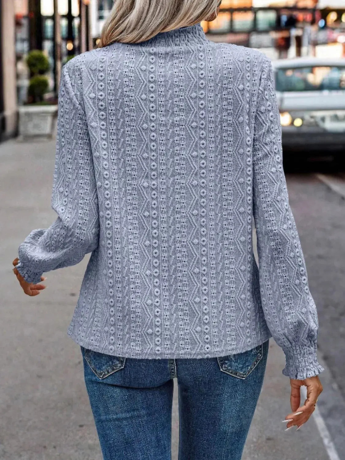 Eyelet Long Sleeve Blouse Simply Love