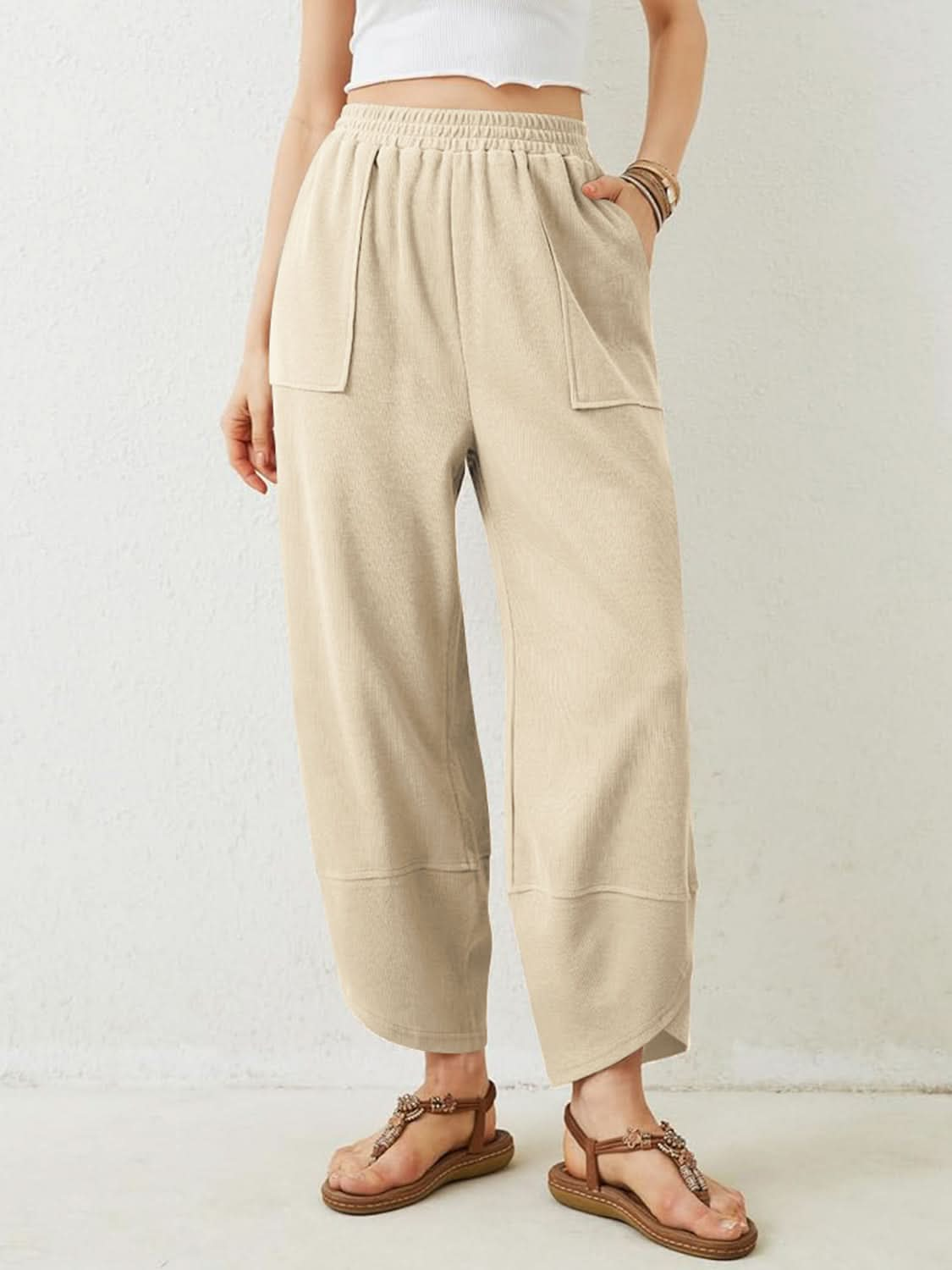 Lovelet Wide-Leg Comfort Pants with Elastic Waist