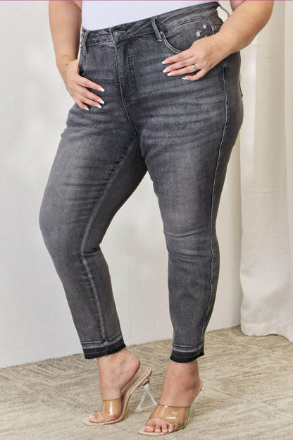 Judy Blue Full Size High Waist Tummy Control Release Hem Skinny Jeans.