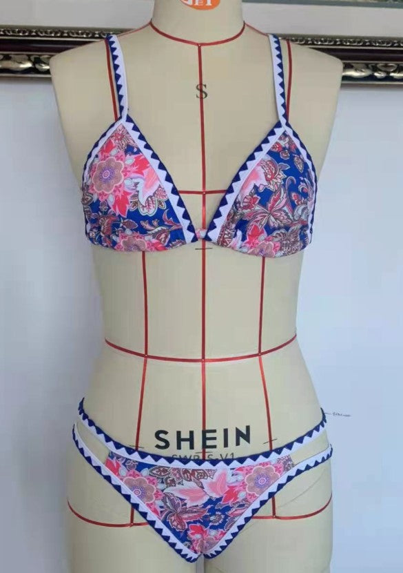 Women Bikinis Floral Print Bikinis Bordered High Cut Swimsuit Women Low Waist Push Up Swimwear Conjunto Biquinis Feminino Bella Mia