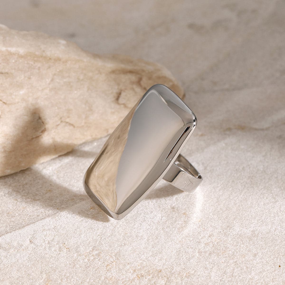 Stainless Steel Rectangle Adjustable Open Ring.