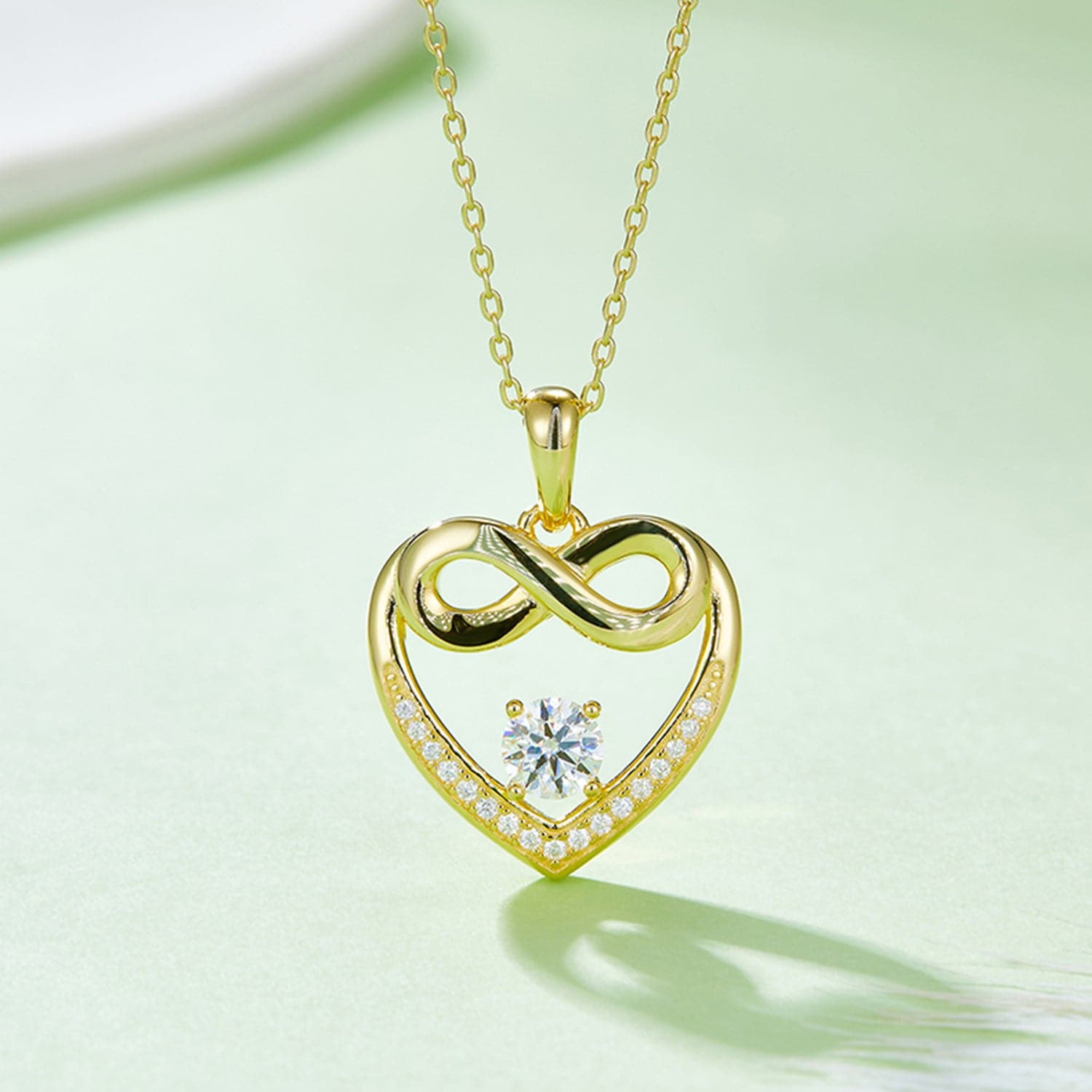 Moissanite 925 Sterling Silver Heart Necklace.