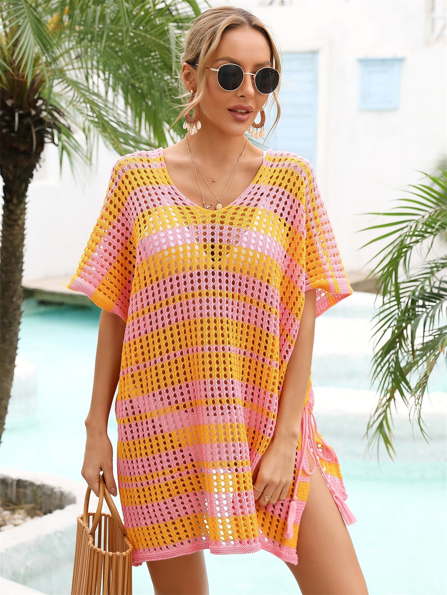 Summer Popular Beach Cover Up Hollow Out Cutout Out Rope Holiday Knitwear Bella Mia