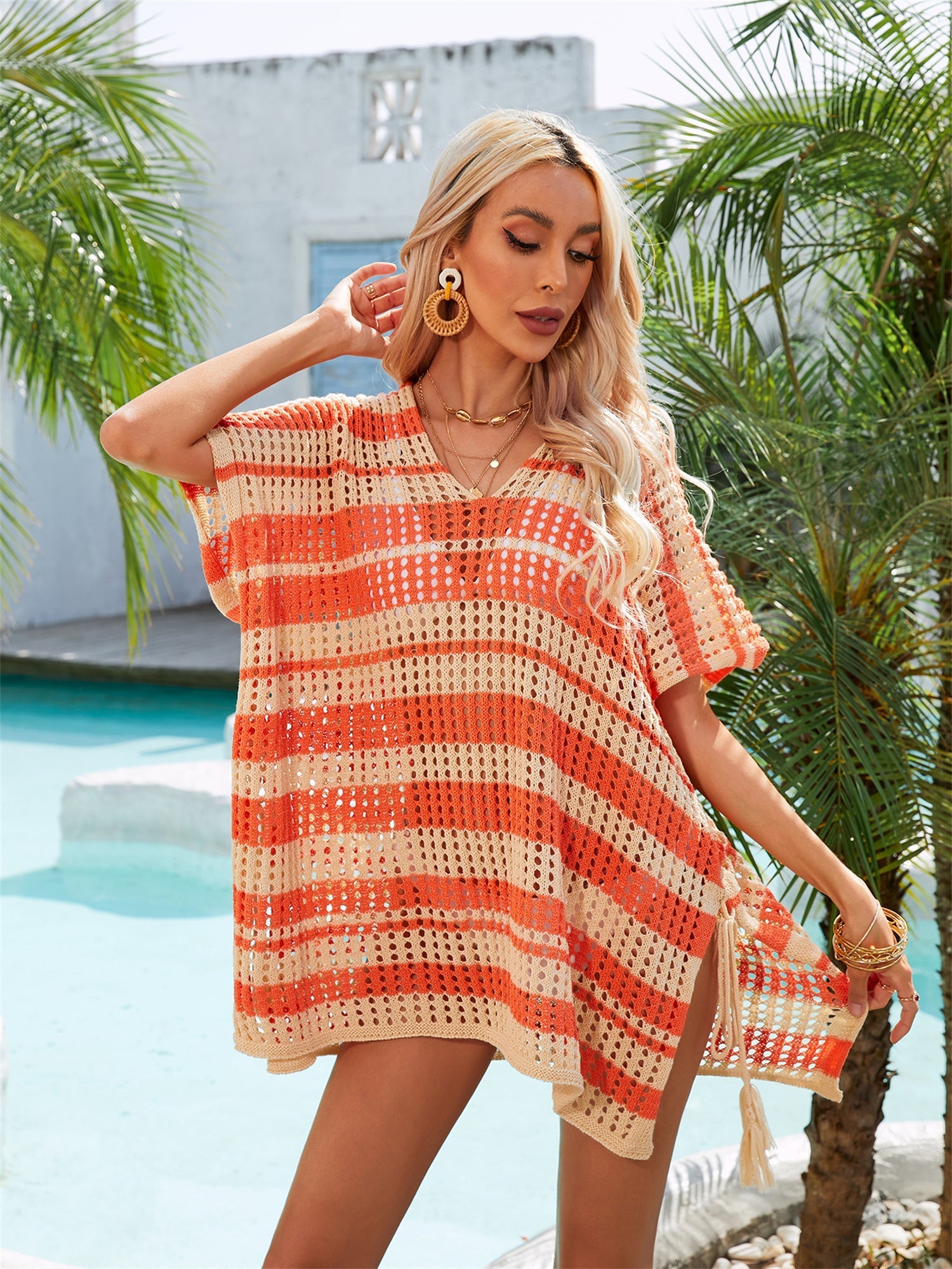 Summer Popular Beach Cover Up Hollow Out Cutout Out Rope Holiday Knitwear Bella Mia