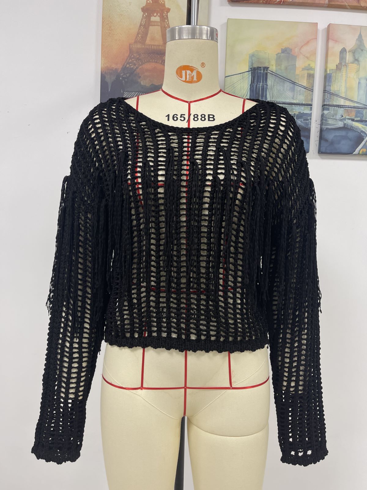 Spring Summer Knitted Women Tassel Hollow Out Solid Color Bikini Beach Cover up Women Knitwear Bella Mia