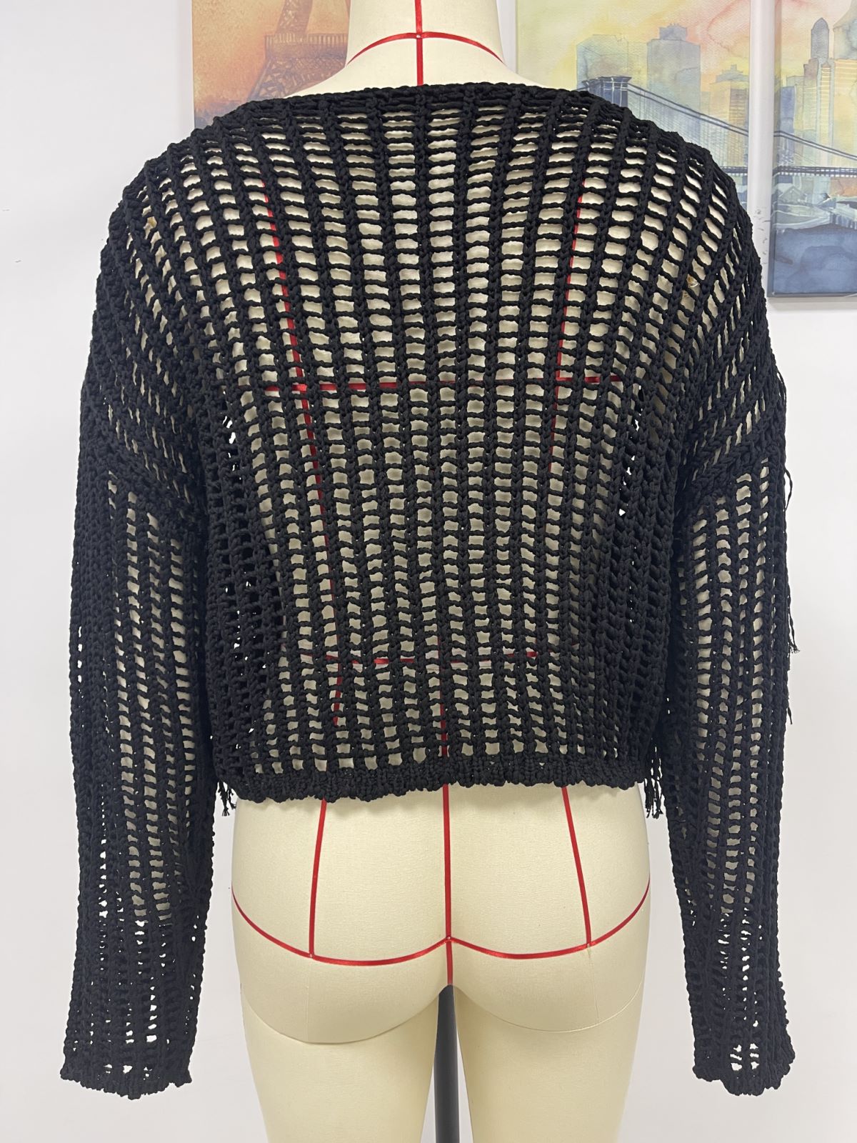 Spring Summer Knitted Women Tassel Hollow Out Solid Color Bikini Beach Cover up Women Knitwear Bella Mia