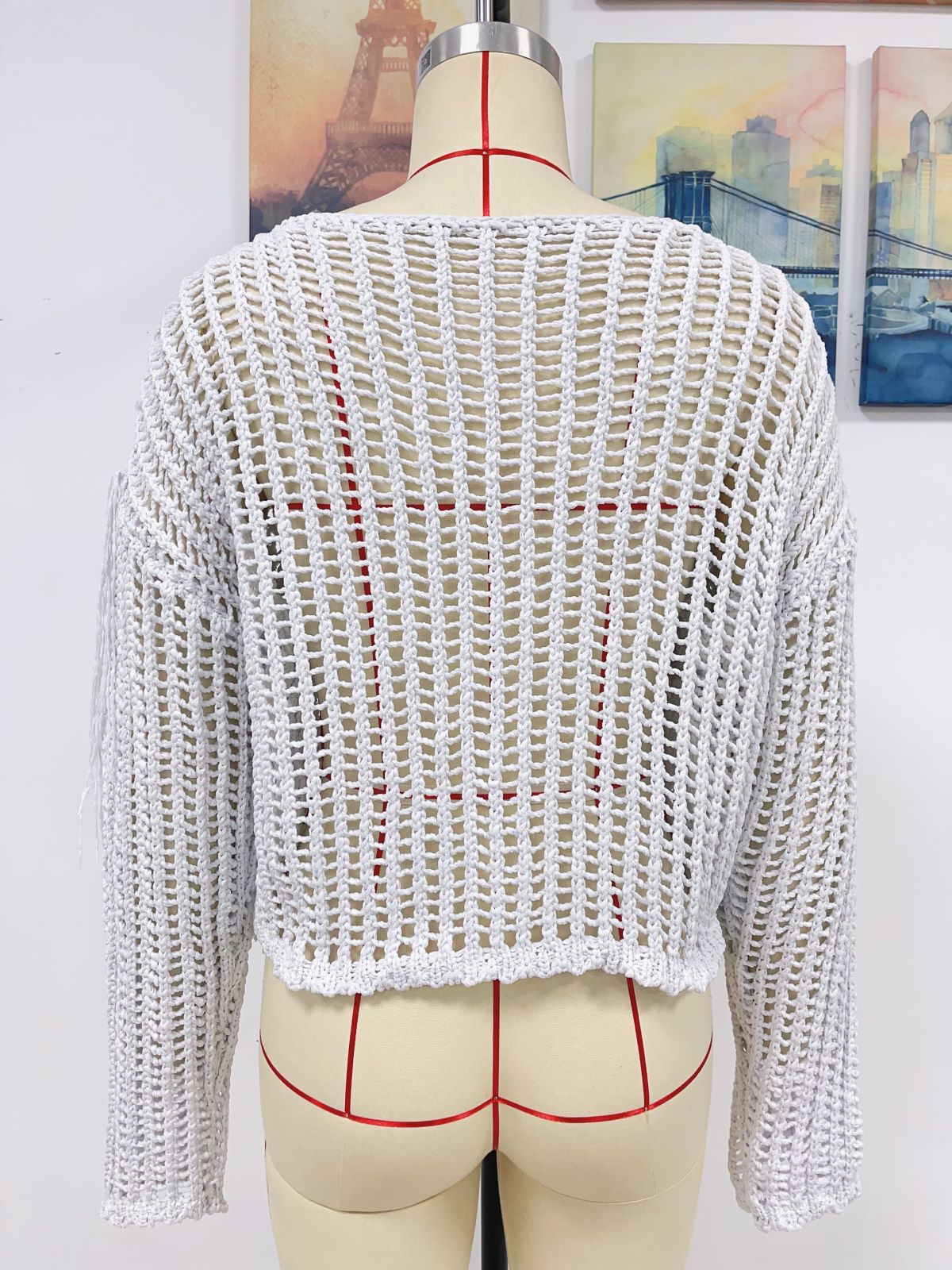 Spring Summer Knitted Women Tassel Hollow Out Solid Color Bikini Beach Cover up Women Knitwear Bella Mia