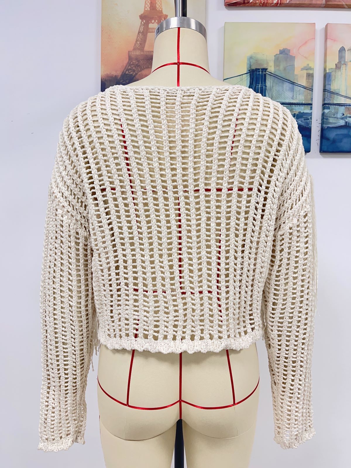 Spring Summer Knitted Women Tassel Hollow Out Solid Color Bikini Beach Cover up Women Knitwear Bella Mia