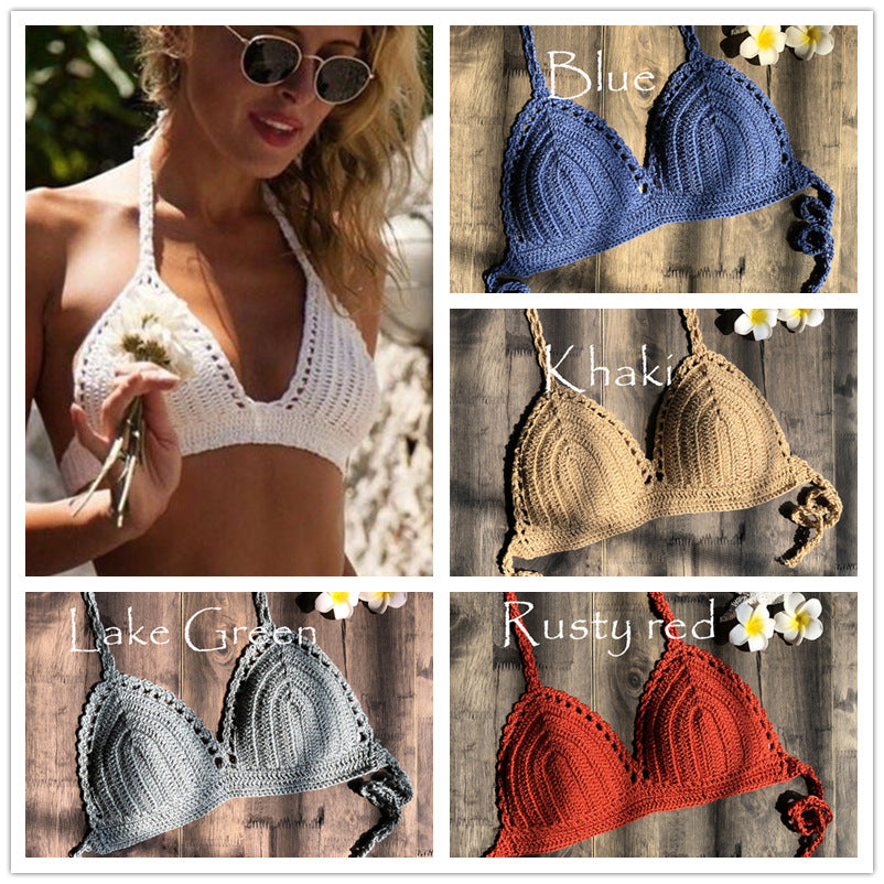 Hand Crocheting Knitting Bikini Wrapped Chest Lady Sexy All-Match Spring Split Swimsuit Bella Mia